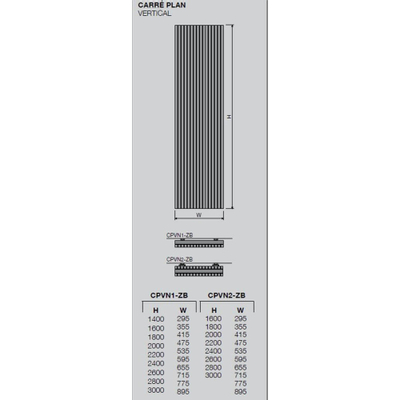 Vasco Carre Plan CPVN2 designradiator dubbel 1800x295mm 1174 watt alu grijs