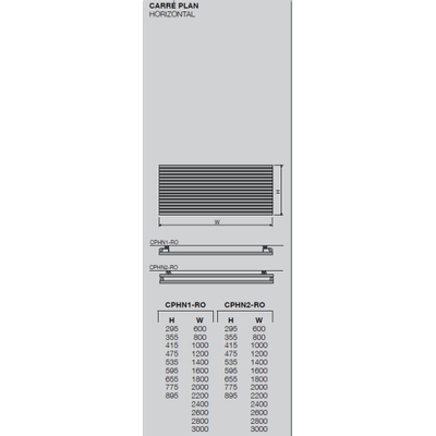 Vasco Carre Plan CPHN2 Radiateur design horizontal double 260x53.5cm 3003Watt noir