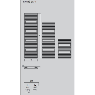 Vasco Carre CB designradiator 500x1735 mm 925 watt wit