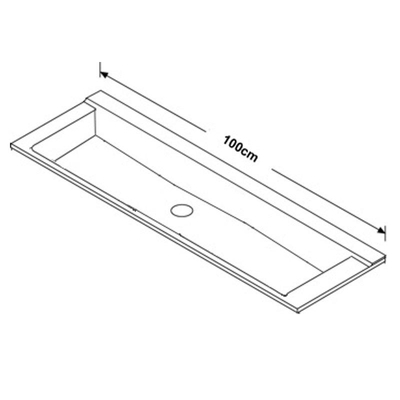 BRAUER Lava wastafel 100x46x2cm - 1 wasbak - 0 kraangaten - natuursteen - basalt antraciet