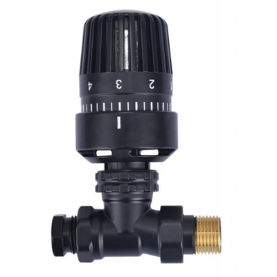 Riko robinet thermostatique de radiateur 1/2''x15mm droit noir mat