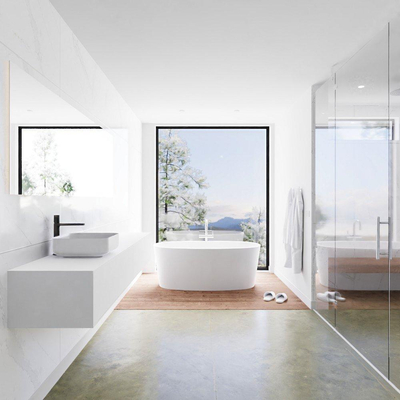 Mondiaz Lagom Meuble salle de bains 200x30.9x45cm Solid Surface Talc 2 tiroirs avec lavabo BINX vasque à poser Gauche 1 trou de robinet