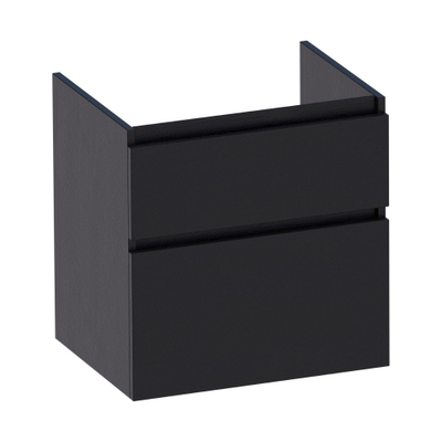 Saniclass Advance Wastafelonderkast - 60x46x60cm - 2 softclose greeploze lades - 1 sifonuitsparing - MFC - black wood