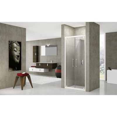 Novellini Rose B draaideur 2 delig 78/84x200cm chroom profiel en helder glas