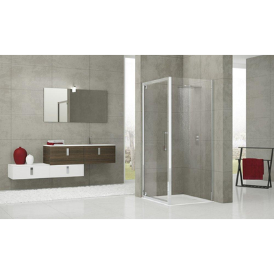 Novellini Rose FH paroi fixe 88/91x200cm pour porte coulissante PH profilé chrome avec verre mat