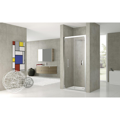 Novellini Rose S porte pliante 78/84x200cm profil blanc et verre transparent