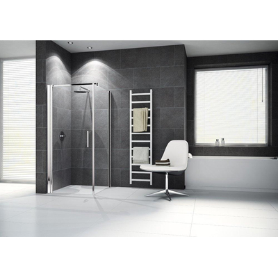 Novellini Giada porte pivotante G 84/87x195cm droite profil chrome mat et verre transparent