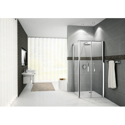 Novellini Giada Porte de douche pour niche 2B 84/90x195cm Verre transparent avec Bande satinée