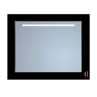 Sanicare Q-mirrors LED 1 baan spiegel 100x70x3.5cm met verlichting boven Led - cold white zwart