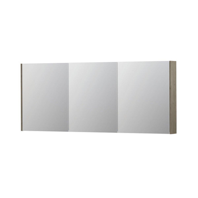 INK SPK2 spiegelkast – 180x74x14 cm – 3 deuren, dubbelzijdige spiegeldeuren – Greige eiken