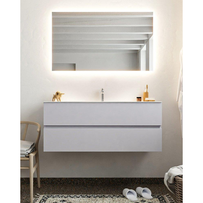 Mondiaz VICA ensemble de meuble de salle de bain - 120cm - meuble sous-vasque cale - 2 tiroirs - lavabo denia milieu - 1 trou de robinet - miroir LED - version XL 60cm haut