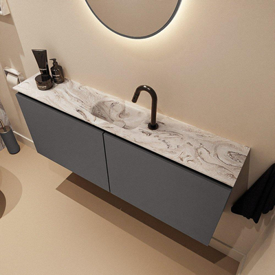 MONDIAZ TURE-DLUX 120cm toiletmeubel Dark Grey. EDEN wastafel Glace positie midden. Met 1 kraangat.
