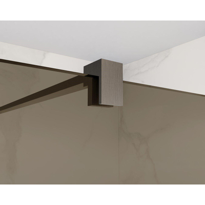 FugaFlow Eccelente Douche à l'italienne en verre - 180x200cm - verre fumé - bras mural - Gunmetal PVD brossé