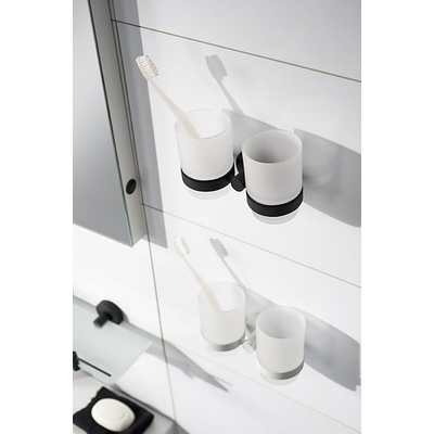 Haceka Kosmos Porte-gobelets double - verre - blanc mat