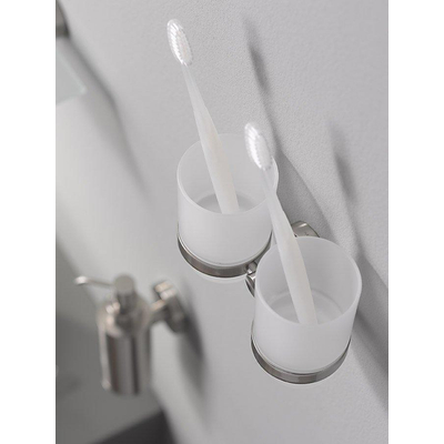 Haceka Kosmos Dubbele Bekerhouder - glas - mat chroom