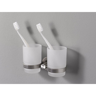 Haceka Kosmos Porte-gobelets double - verre - chrome mat