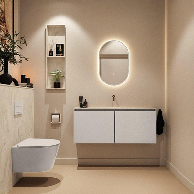 MONDIAZ TURE-DLUX Meuble de toilette 120 cm Linen. Lavabo EDEN Ostra position milieu. Sans trou de robinet.