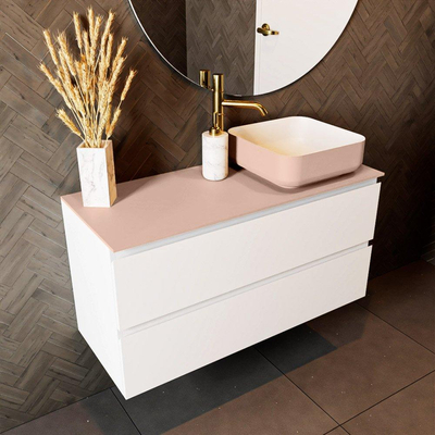 Mondiaz TOP 30 Topblad - 100x30x0.9cm - geschikt voor afdekplaat - Solid surface - Rosee