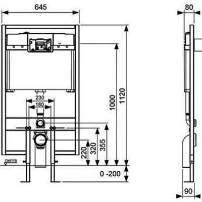 TECE Profil inbouwreservoir - 64.5x112x8cm - ondiep - 112cm hoog - frontbediening met Octa-II-spoelkast OUTLETSTORE