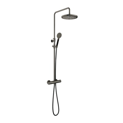 Hotbath Cobber Thermostatische regendoucheset - met 30cm ronde hoofddouche ronde handdouche - mat/glans verouderd ijzer (zwart)