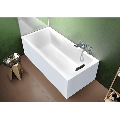 Riho Rethink Cubic halfvrijstaand bad met panelen - 190x90cm - acryl - links in hoek - glans wit TWEEDEKANS