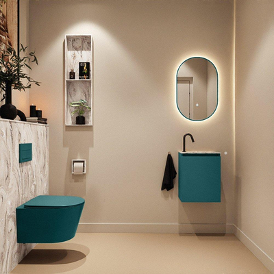 MONDIAZ TURE-DLUX Meuble toilette - 40cm - Smag - EDEN - vasque Glace - position droite - 1 trou de robinet