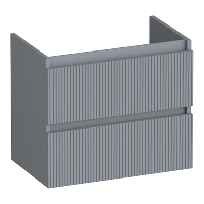 BRAUER Joy Wavy wastafelonderkast ondiep 60 2 softclose lades - greeploos - 1 sifon uitsparing - mat grijs