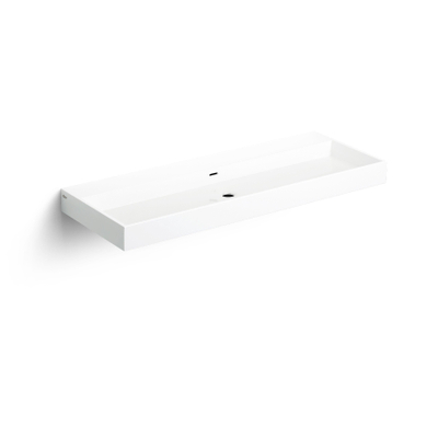 Clou Wash Me wastafel 110x42cm zonder plug mineraalsteen Wit