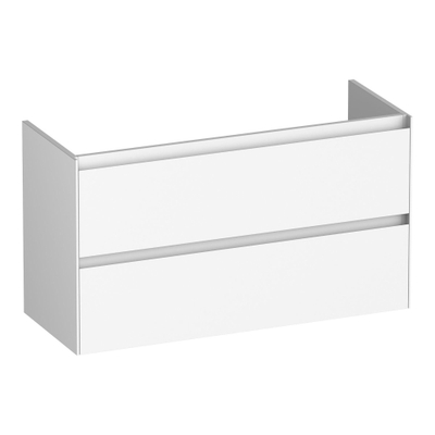BRAUER Inspire wastafelonderkast met wastafel keramiek ondiep 100 2 softclose lades - greeploos - 1 sifon uitsparing - mat wit OUTLETSTORE