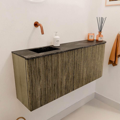 Mondiaz JOYA-DLUX Meuble de toilette 101,6 cm - arrondi droit couleur Dusk - Vasque FAYE position Gauche Sans trou de robinet couleur Lava