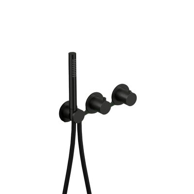Hotbath Ace Partie visible - pour mitigeur thermostatique encastré - 2 voies - inverseur - douchette à main - flexible de douche - noir brossé PVD