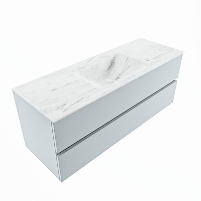 Mondiaz VICA-DLUX ensemble de meuble de salle de bain - 130cm - meuble sous-vasque argile - 2 tiroirs - lavabo encastré nuage milieu - sans trous de robinet - version haute 60cm - opalo