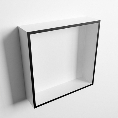 Mondiaz Easy nis 29.5x29.5x8cm voor Inbouw/opbouw 1 open vak Solid surface Talc/Urban