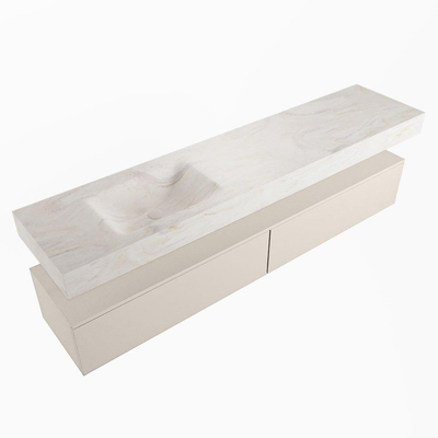 Mondiaz ALAN-DLUX Ensemble de meuble - 200cm - meuble Linen mat - 2 tiroirs - Lavabo Cloud Ostra suspendu - vasque gauche - 0 trous de robinet