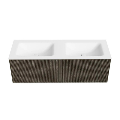 Mondiaz KURVE Badkamermeubelset - 130x46x40cm - 2 lade - wastafel solid surface - dubbel - 2 kraangaten - Shadow