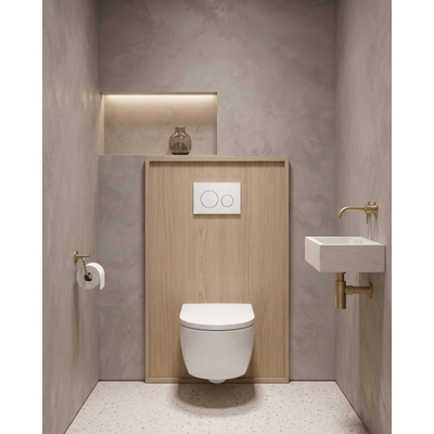 QeramiQ Dely Swirl Toiletset - 36.3x51.7cm - Geberit UP720 Duofix Sigma inbouwreservoir - 35mm zitting - bedieningsplaat glans wit - ronde knoppen - mat wit