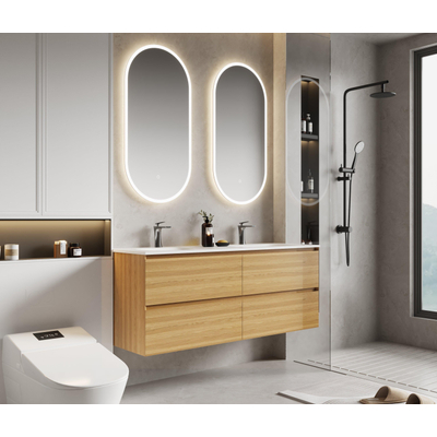 Saniclass Terra Wastafelonderkast - 140cm - 4 lades - sandwood