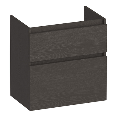 BRAUER Delight wastafelonderkast ondiep - 60x39x60cm - 2 softclose lades - greeploos - 1 sifon uitsparing - Timber Anthracite