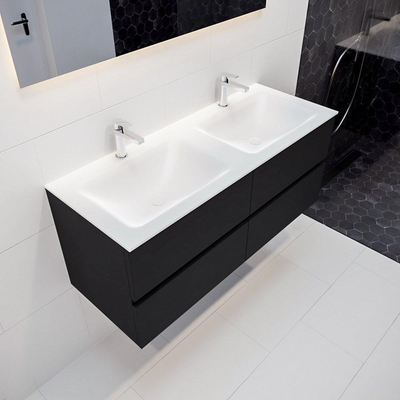 MONDIAZ VICA Ensemble de meuble salle de bain - 120cm - 4 tiroirs - lavabo Cloud double - 2 trous de robinet - solid surface urban