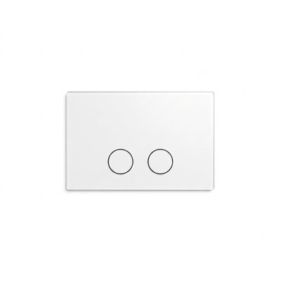 QeramiQ Push Steel Bedieningsplaat - 25x16cm - 2.0mm dikte - magnetische bevestiging - voor Geberit UP320 inbouwreservoir - RVS - dualflush - ronde knoppen - mat wit