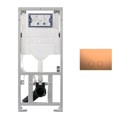 Geberit Inbouwreservoir - UP320 - QeramiQ Push Steel bedieningsplaat slim - dualflush - ronde knoppen - geborsteld koper