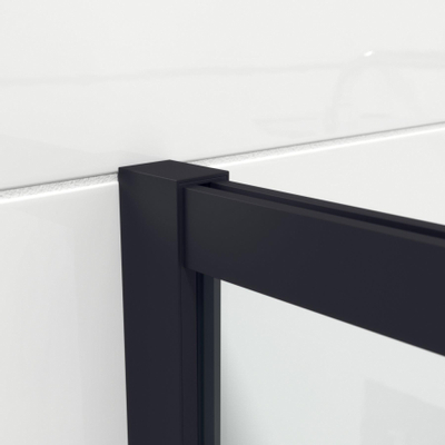 Saniclass Bellini Inloopdouche - 100x200cm - veiligheidsglas - rook glas - mat zwarte lijst rondom - anti kalk