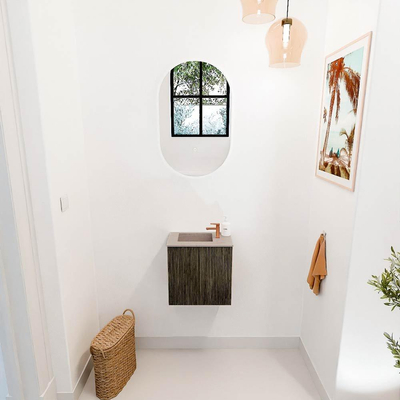 Mondiaz JOYA-DLUX 40cm toiletmeubel - kleur Shadow - Wastafel FAYE positie Links 1 kraangat kleur Saba.