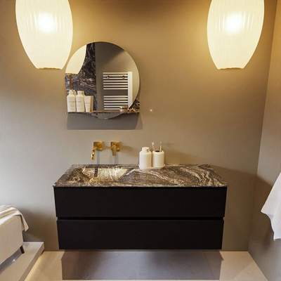 Mondiaz VICA-DLUX ensemble de meuble de salle de bain - 120cm - meuble sous-vasque urban - 2 tiroirs - lavabo encastré cloud gauche - sans trous de robinet - miroir modèle spot - version XL 60cm de haut - lave