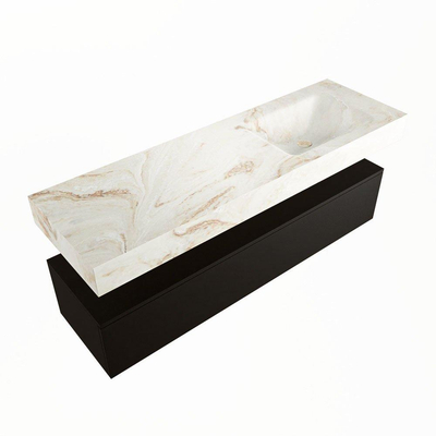 Mondiaz ALAN-DLUX Ensemble de meuble - 150cm - meuble Urban mat - 1 tiroir - Lavabo Cloud Frappe suspendu - vasque Droite - 1 trou de robinet