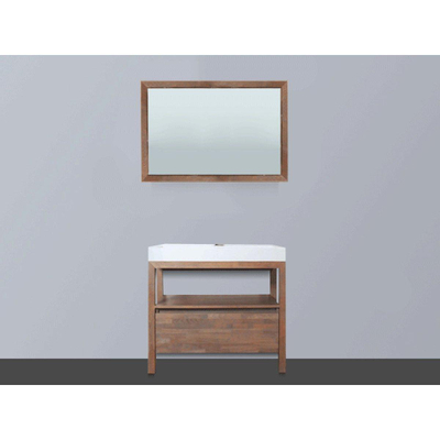 Saniclass Natural Wood badkamermeubelset 80cm grey oak met wastafel wit 1 kraangat inclusief spiegel