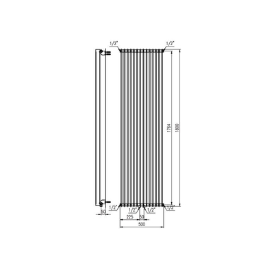 Plieger Antika designradiator verticaal middenaansluiting 1800x500mm 1485W wit