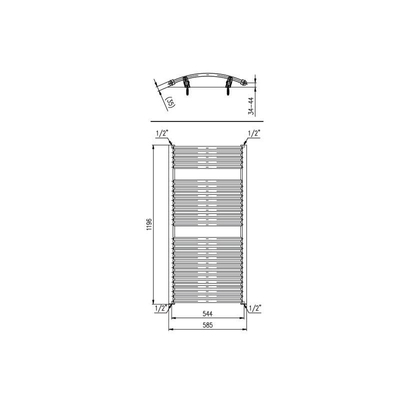 Plieger Onda designradiator horizontaal gebogen 1196x585mm 804W antraciet metallic
