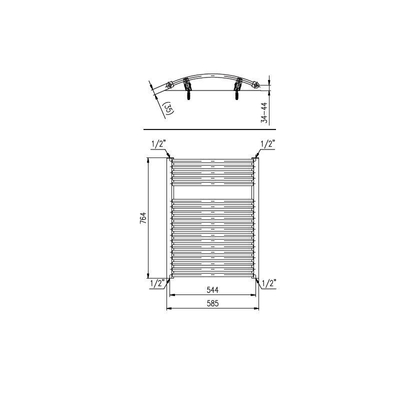 Plieger Onda designradiator horizontaal gebogen 764x585mm 528W antraciet metallic