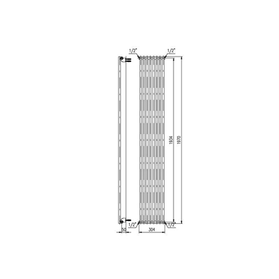 Plieger Venezia designradiator enkel verticaal 1970x304mm 970W wit structuur